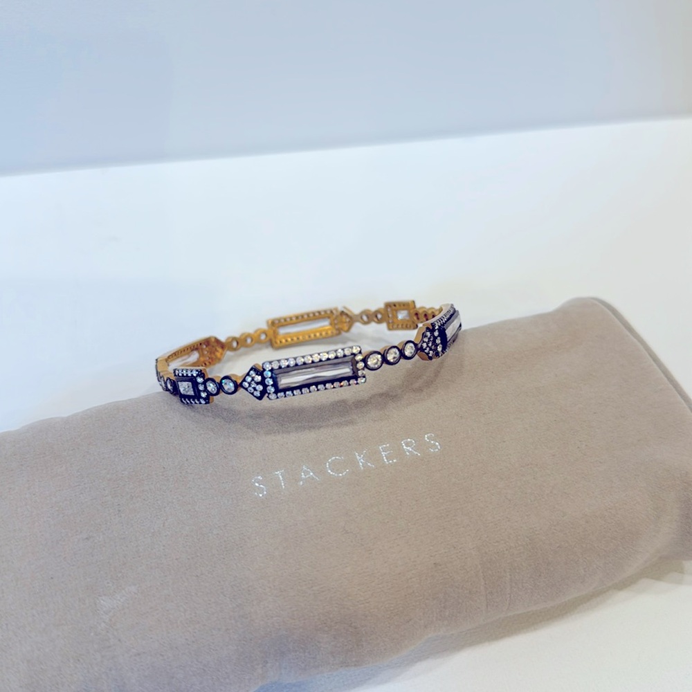 Freida Rothman gold and sparkle mixed shape bangle